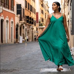 Green flowy maxi dress